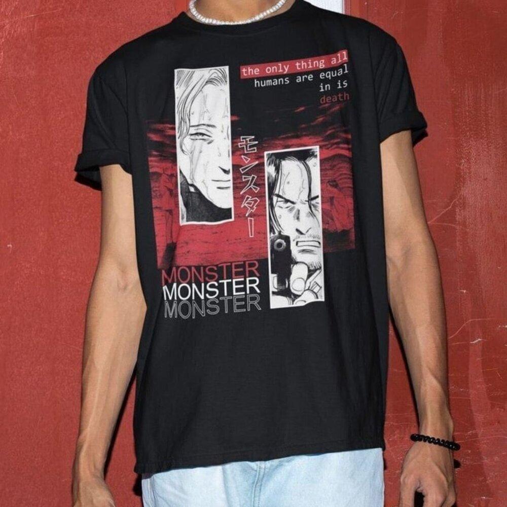 Monster Johan Liebert Kenzo Tenma Retro Graphic Black T-Shirt